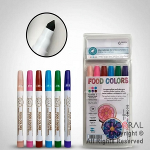 MARCADOR DE TINTA COMESTIBLE FOOD COLORS PASTELES SURTIDO Nro.2  X 6 MARCADORES